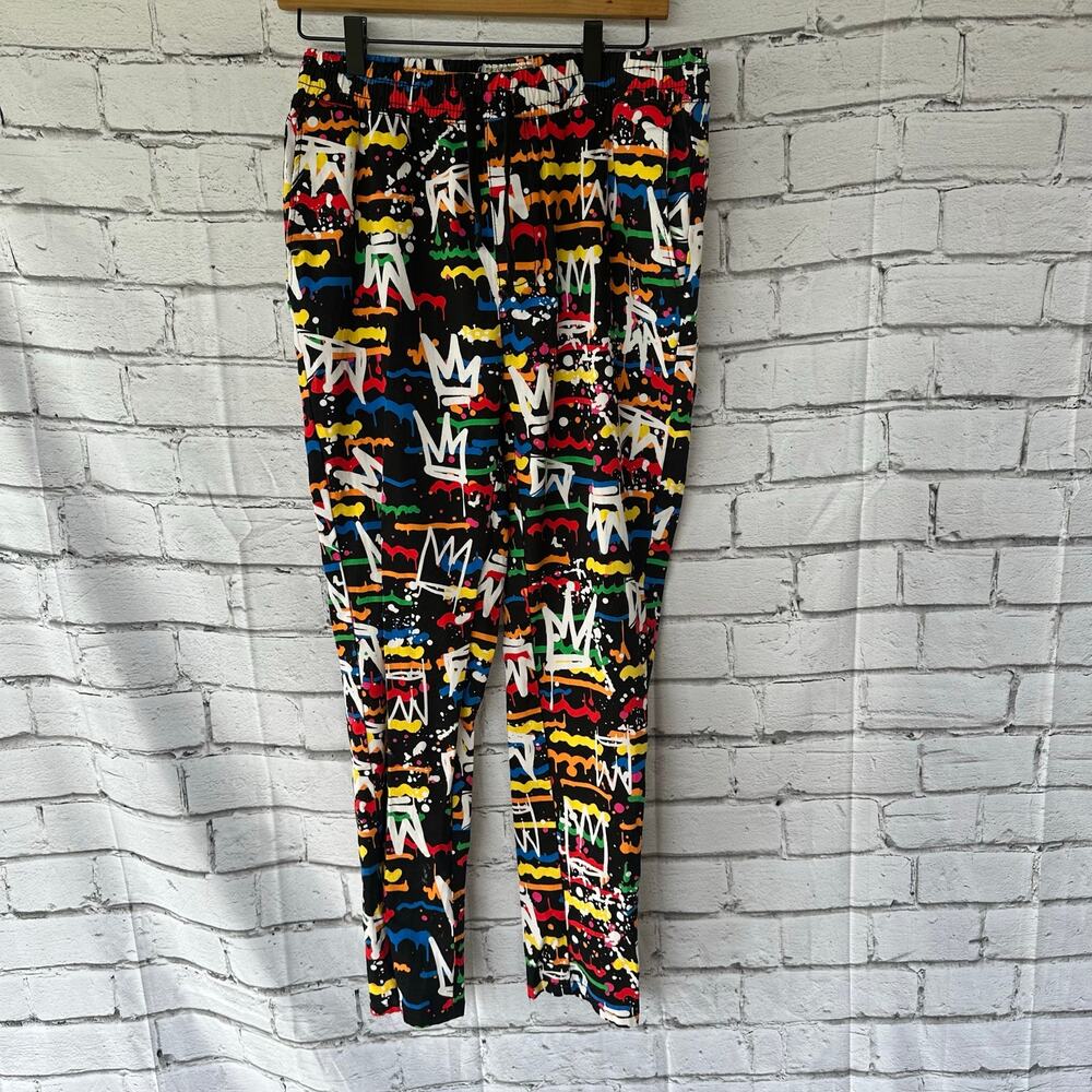 Preowned EUC Fresh Prints of Bel-Air Retro Graffiti Stretch Twill Pants Sz Large